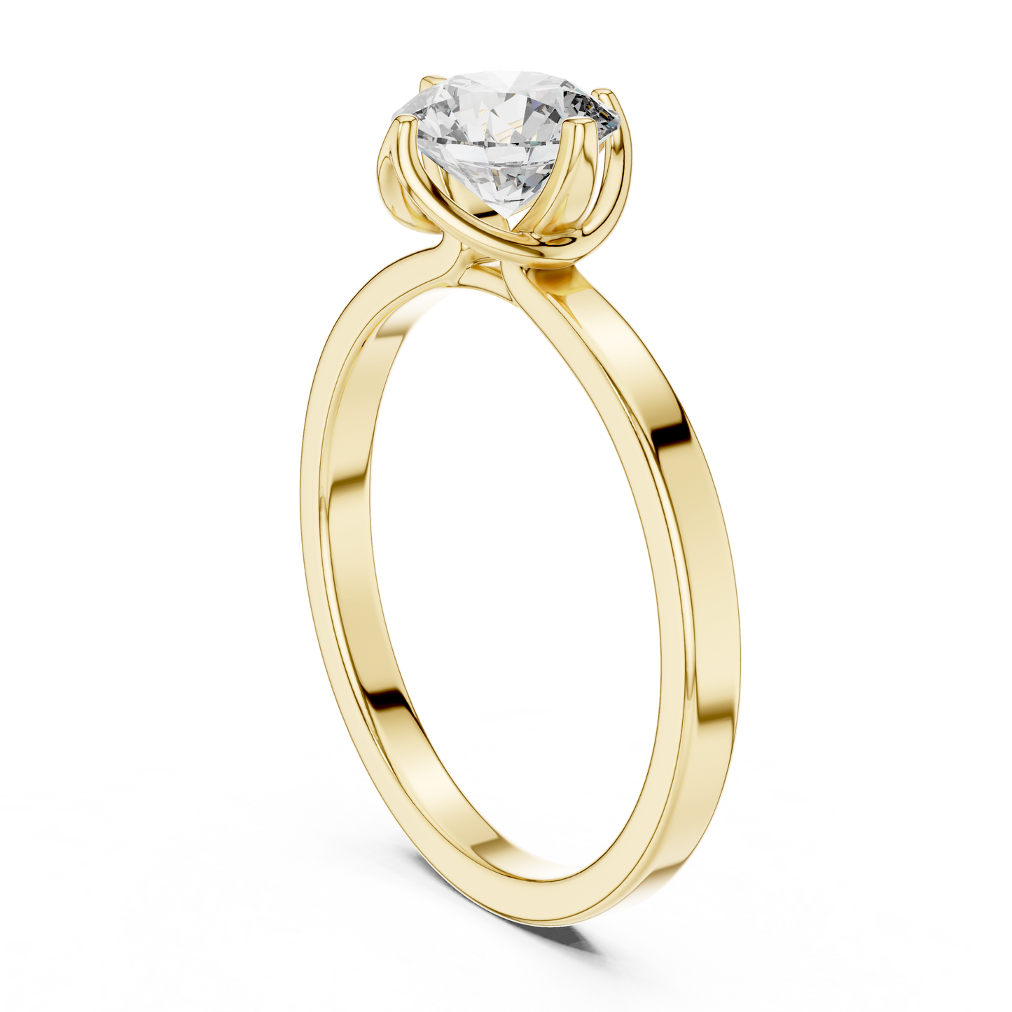 Round Cut Lab Grown Diamond Solitaire Ring with Petal Prong Setting