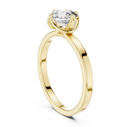 Round Cut Lab Grown Diamond Solitaire Ring with Petal Prong Setting