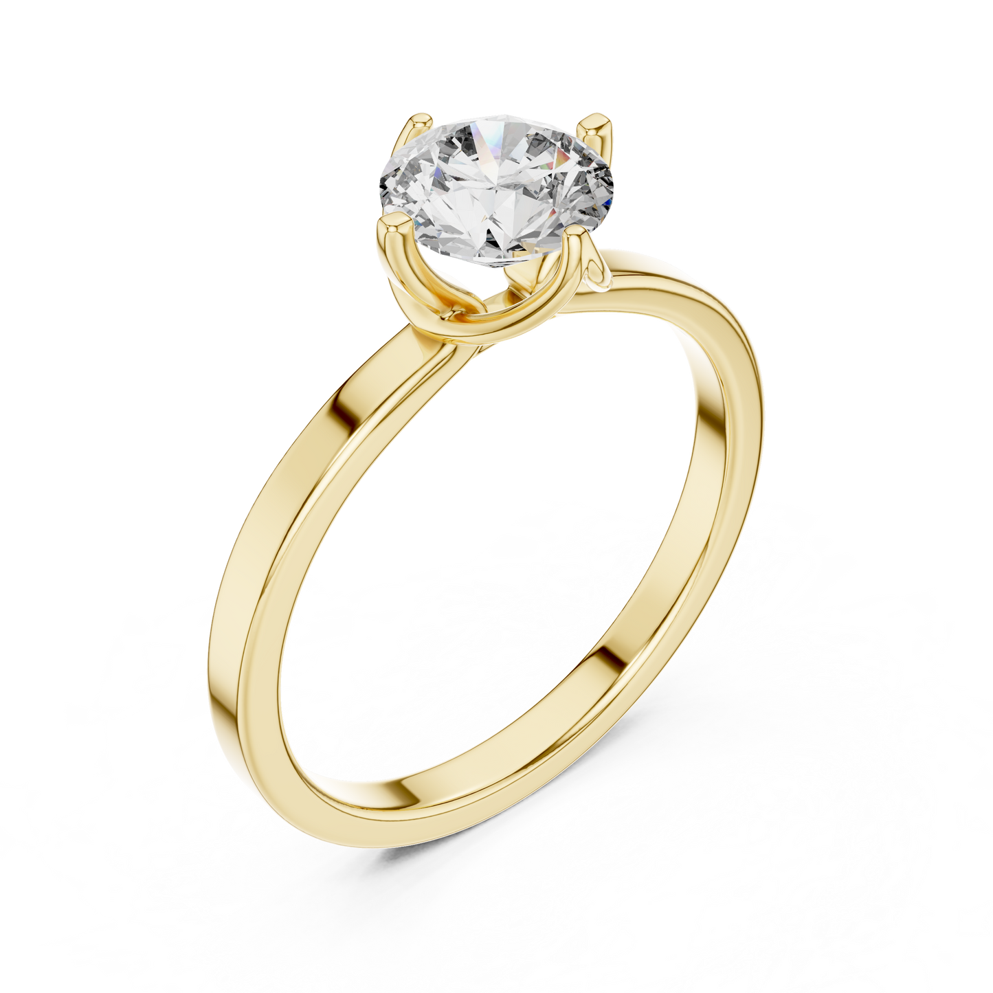 Round Cut Lab Grown Diamond Solitaire Ring with Petal Prong Setting