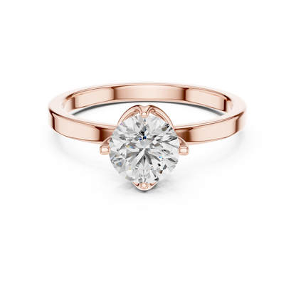 Round Cut Lab Grown Diamond Solitaire Ring with Petal Prong Setting