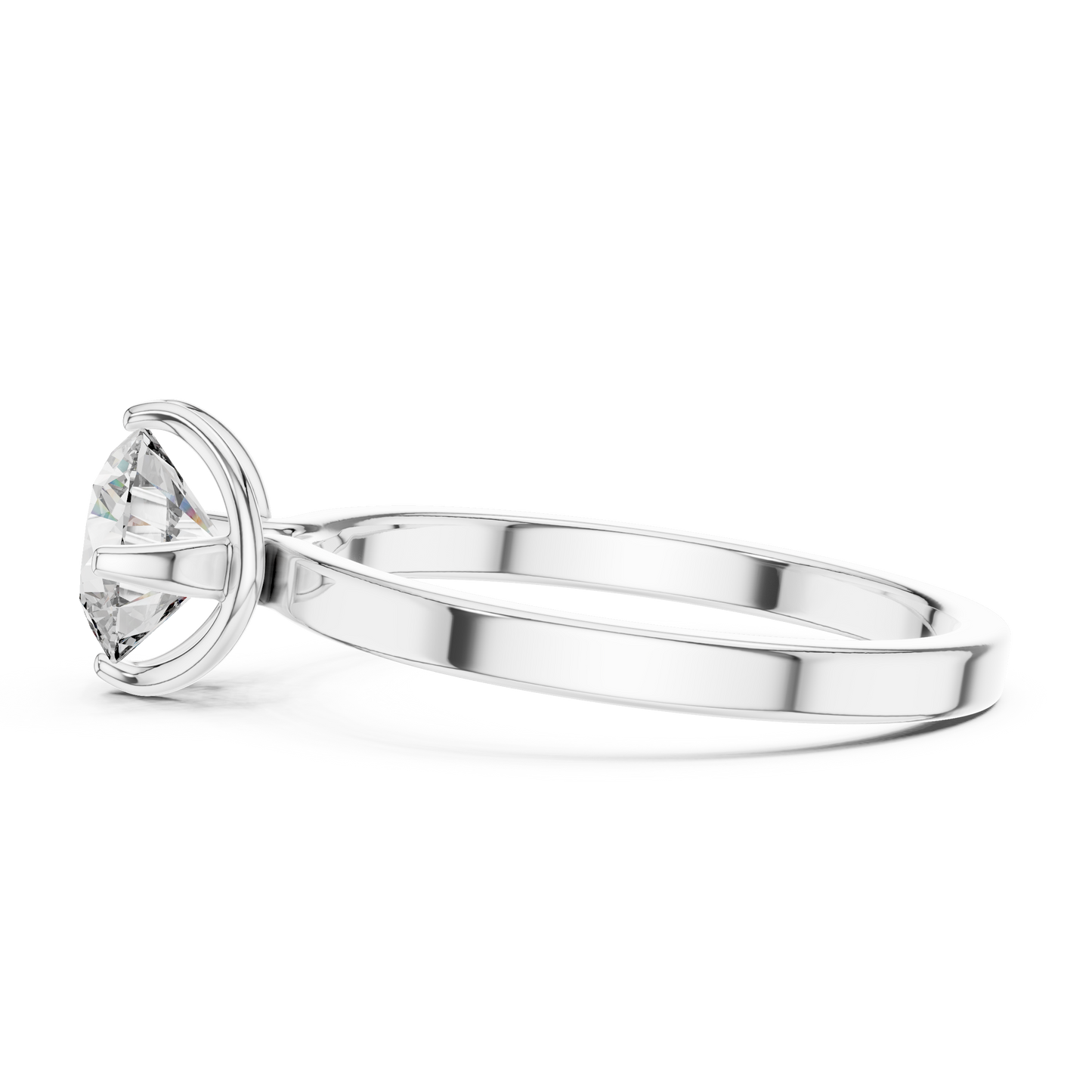 Round Cut Lab Grown Diamond Solitaire Ring with Petal Prong Setting