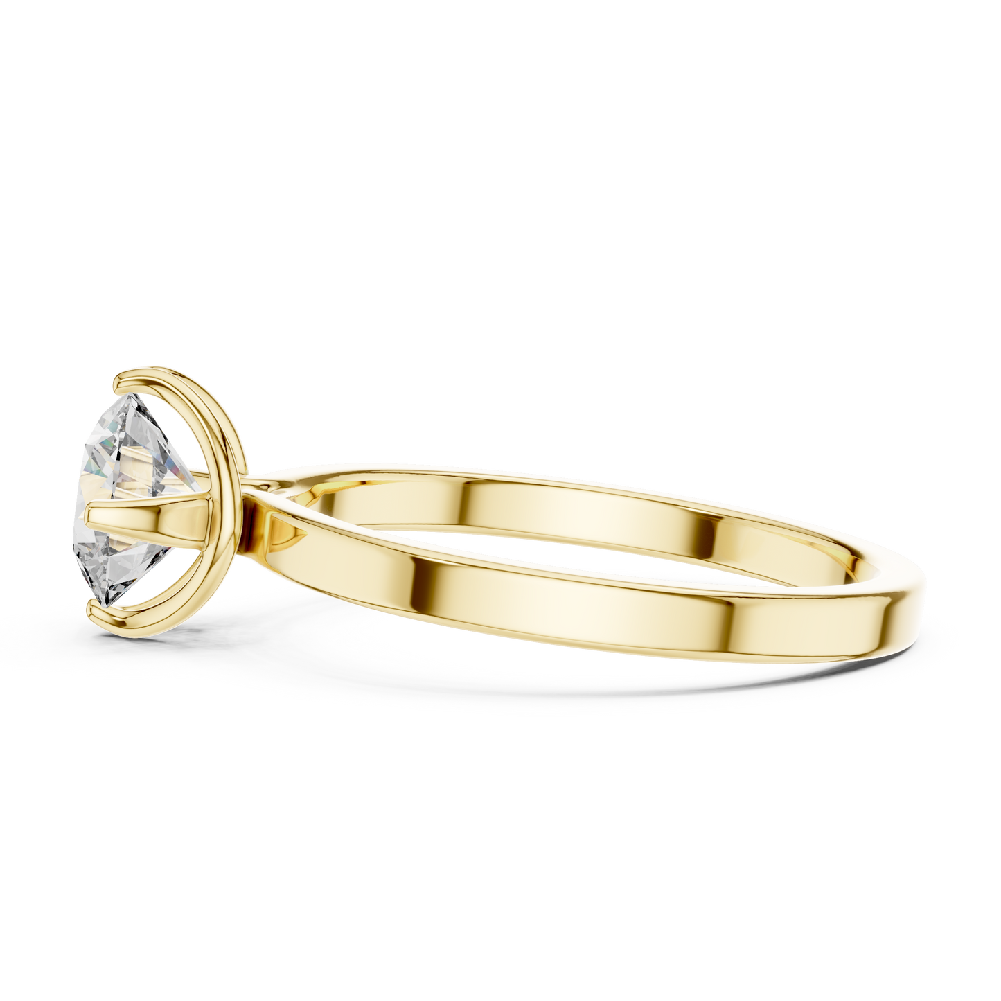 Round Cut Lab Grown Diamond Solitaire Ring with Petal Prong Setting