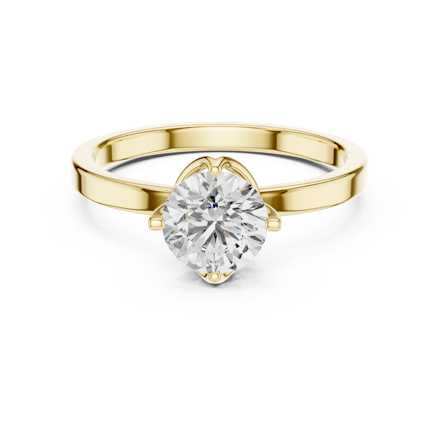 Round Cut Lab Grown Diamond Solitaire Ring with Petal Prong Setting