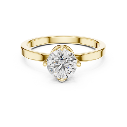 Round Cut Lab Grown Diamond Solitaire Ring with Petal Prong Setting