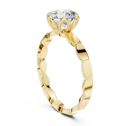 Floral Round Cut Lab Grown Diamond Engagement Ring in Rose Gold