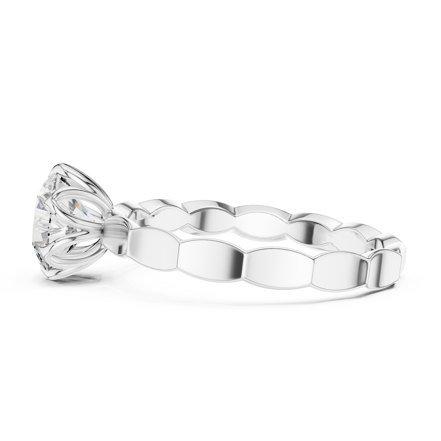 Floral Round Cut Lab Grown Diamond Engagement Ring in Rose Gold