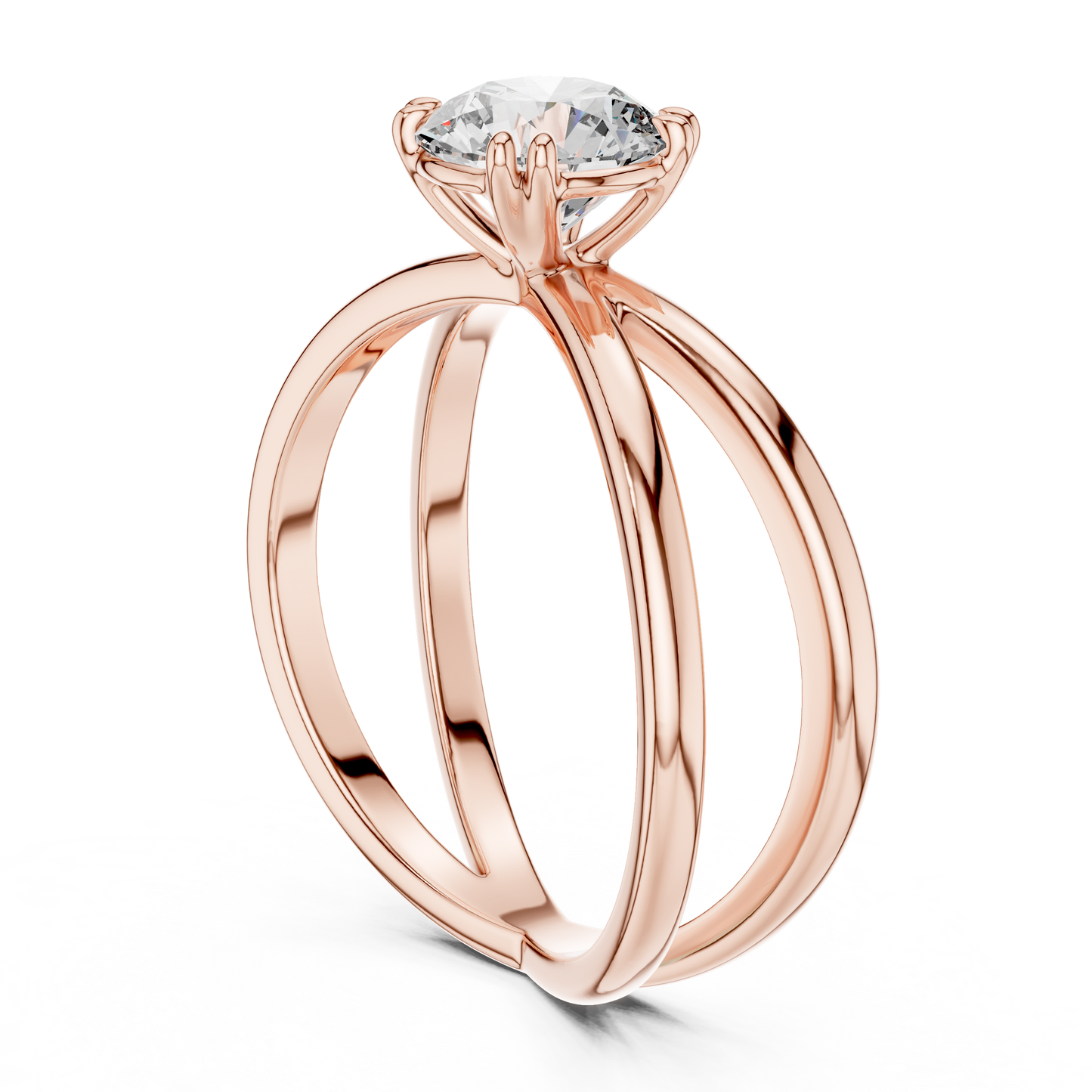 Round Cut Lab Grown Diamond Split Shank Engagement Ring