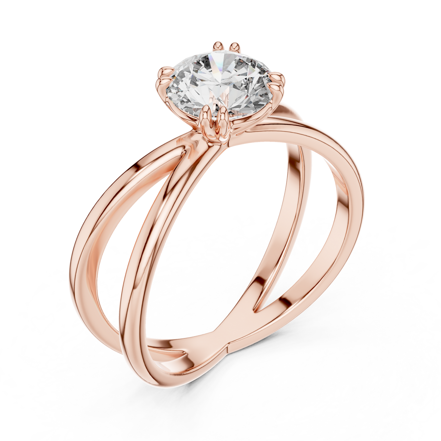 Round Cut Lab Grown Diamond Split Shank Engagement Ring