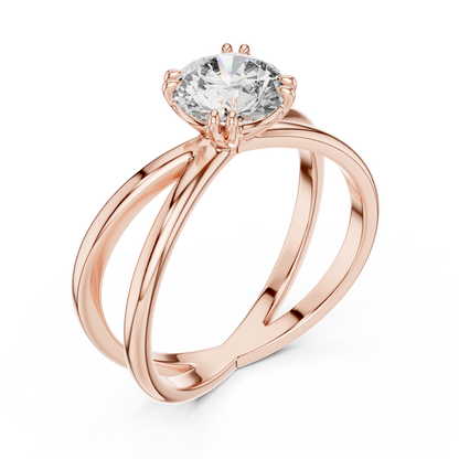Round Cut Lab Grown Diamond Split Shank Engagement Ring