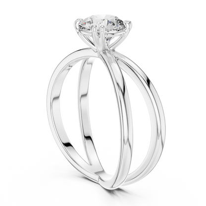 Round Cut Lab Grown Diamond Split Shank Engagement Ring