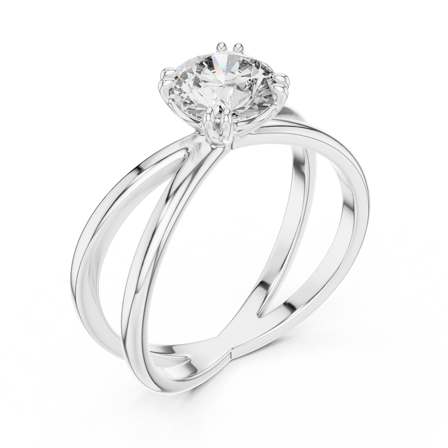 Round Cut Lab Grown Diamond Split Shank Engagement Ring