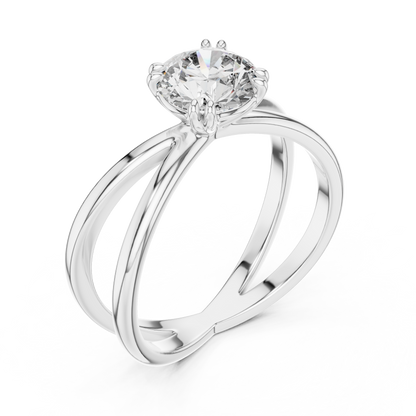 Round Cut Lab Grown Diamond Split Shank Engagement Ring