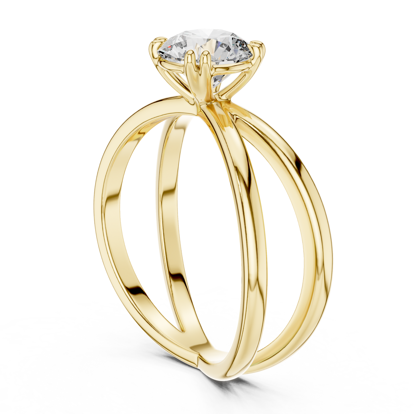 Round Cut Lab Grown Diamond Split Shank Engagement Ring