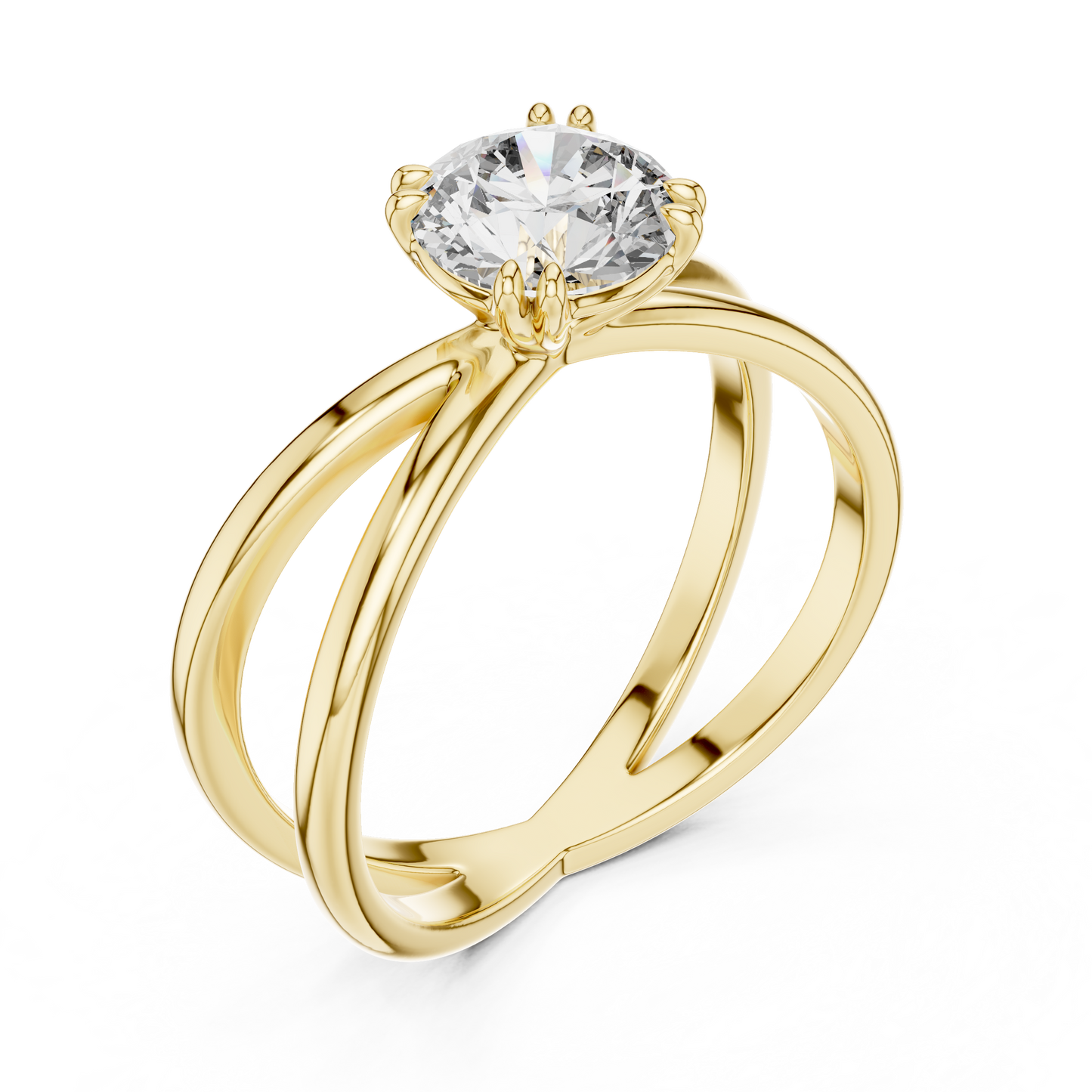 Round Cut Lab Grown Diamond Split Shank Engagement Ring