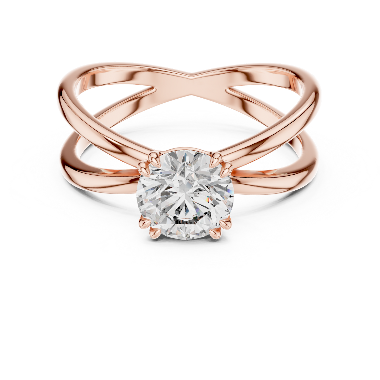 Round Cut Lab Grown Diamond Split Shank Engagement Ring