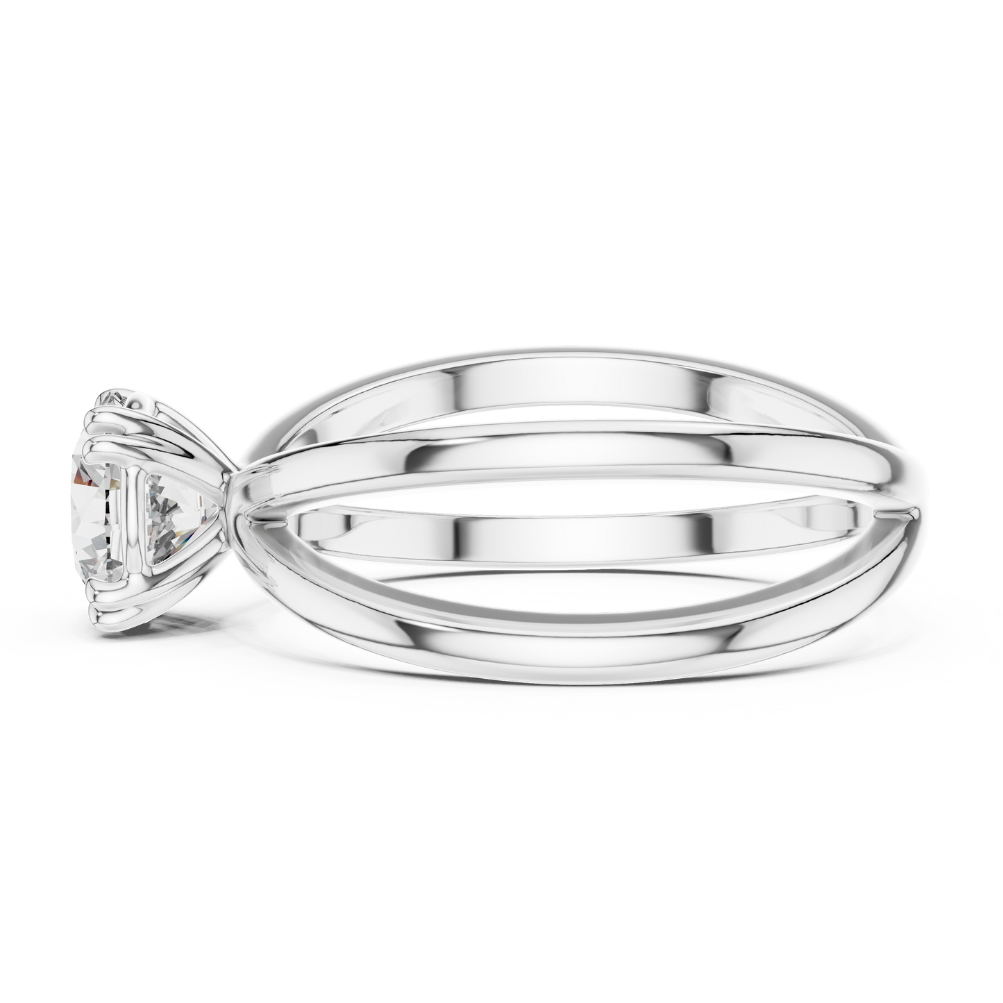Round Cut Lab Grown Diamond Split Shank Engagement Ring