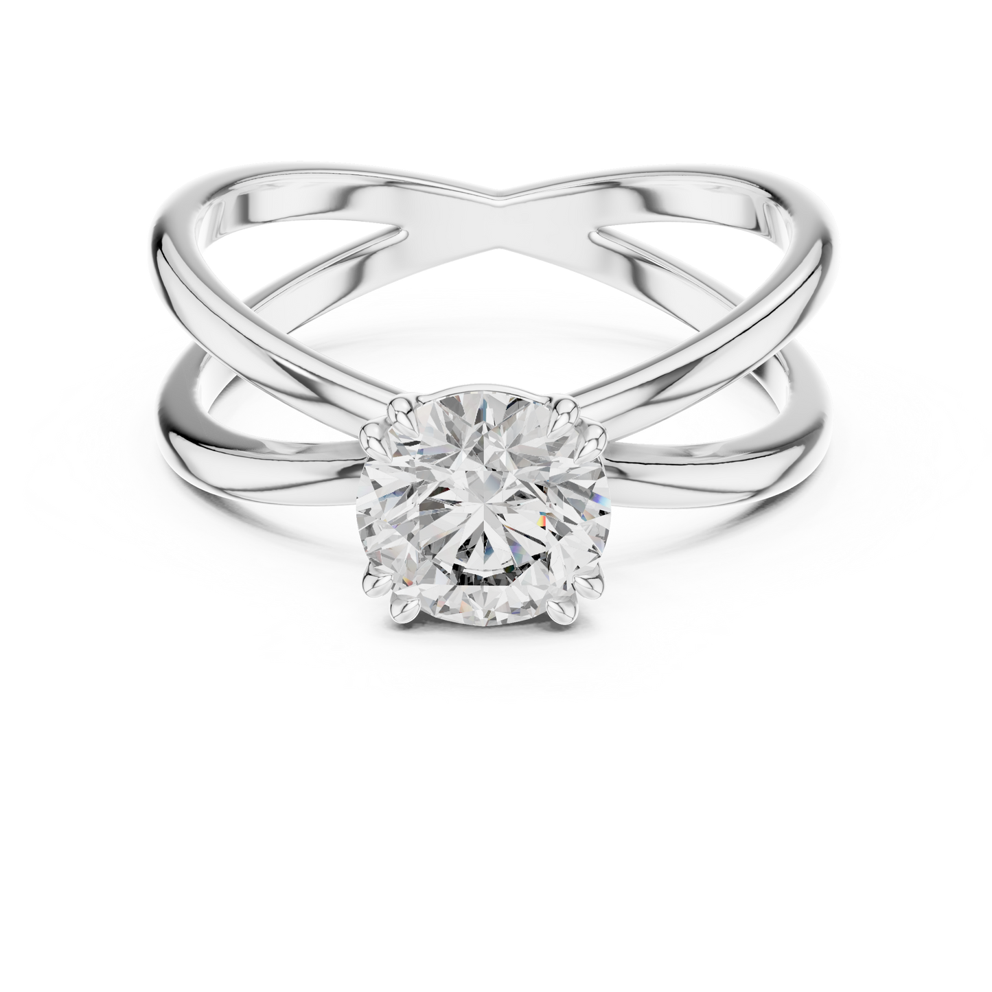 Round Cut Lab Grown Diamond Split Shank Engagement Ring