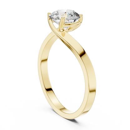 Minimalist Yellow Gold Lab Grown Diamond Solitaire Ring