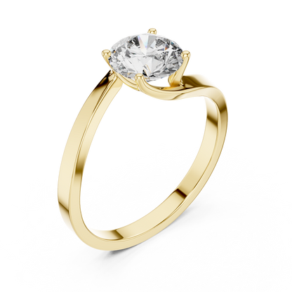 Minimalist Yellow Gold Lab Grown Diamond Solitaire Ring