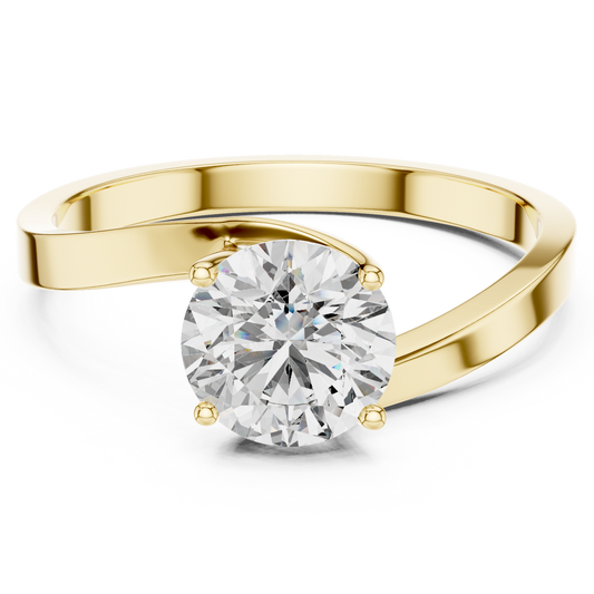 Minimalist Yellow Gold Lab Grown Diamond Solitaire Ring