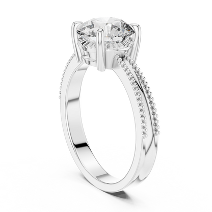 Luxury Round Solitaire Ring with Milgrain Detail in 18K Gold