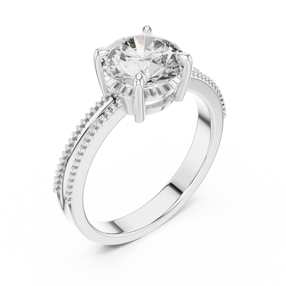 Luxury Round Solitaire Ring with Milgrain Detail in 18K Gold