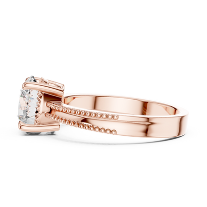 Luxury Round Solitaire Ring with Milgrain Detail in 18K Gold