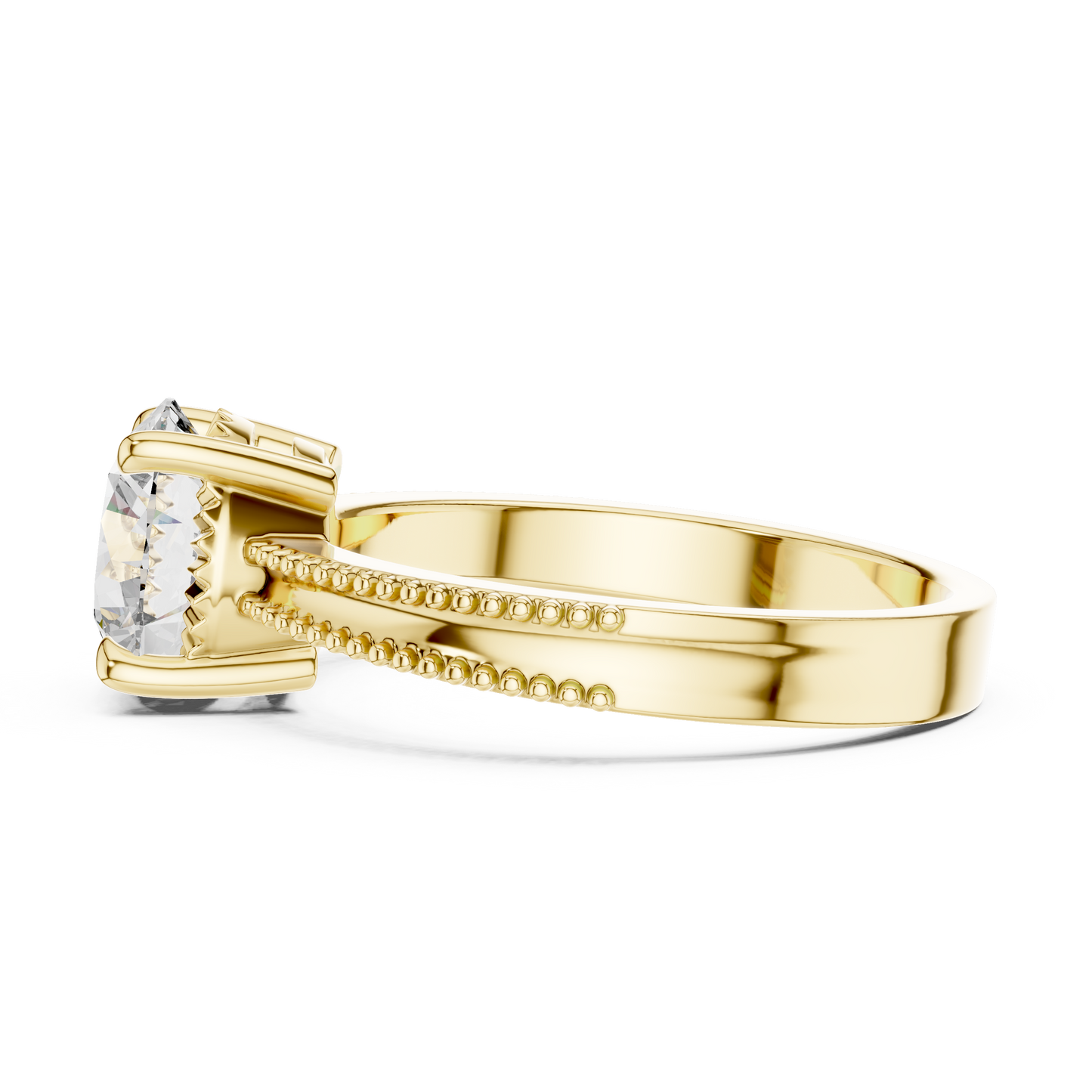 Luxury Round Solitaire Ring with Milgrain Detail in 18K Gold