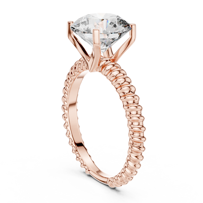 Twisted Rope Band Round Lab Grown Diamond Solitaire Ring