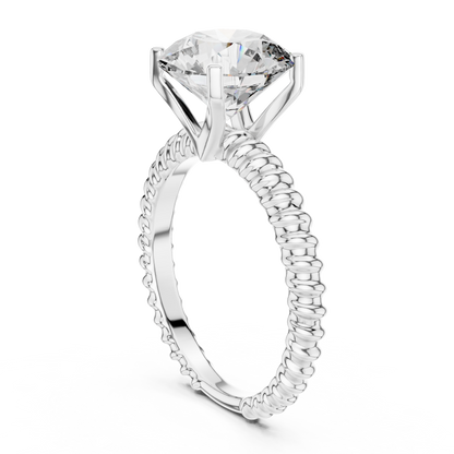 Twisted Rope Band Round Lab Grown Diamond Solitaire Ring