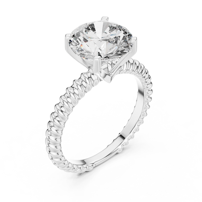 Twisted Rope Band Round Lab Grown Diamond Solitaire Ring
