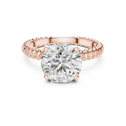 Twisted Rope Band Round Lab Grown Diamond Solitaire Ring