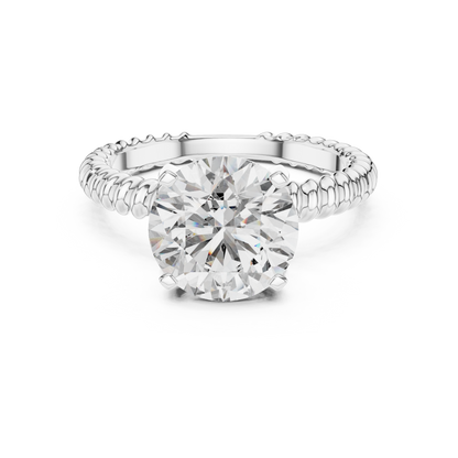 Twisted Rope Band Round Lab Grown Diamond Solitaire Ring