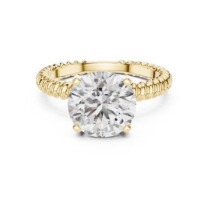 Twisted Rope Band Round Lab Grown Diamond Solitaire Ring