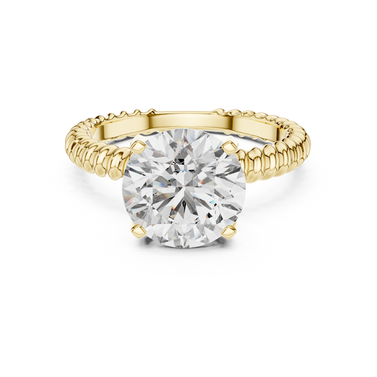 Twisted Rope Band Round Lab Grown Diamond Solitaire Ring