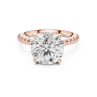 Elegant Gold Solitaire Ring with Brilliant Diamond | Beaded Band Design