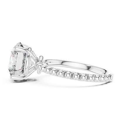 Elegant Gold Solitaire Ring with Brilliant Diamond | Beaded Band Design