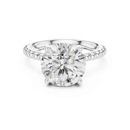 Elegant Gold Solitaire Ring with Brilliant Diamond | Beaded Band Design