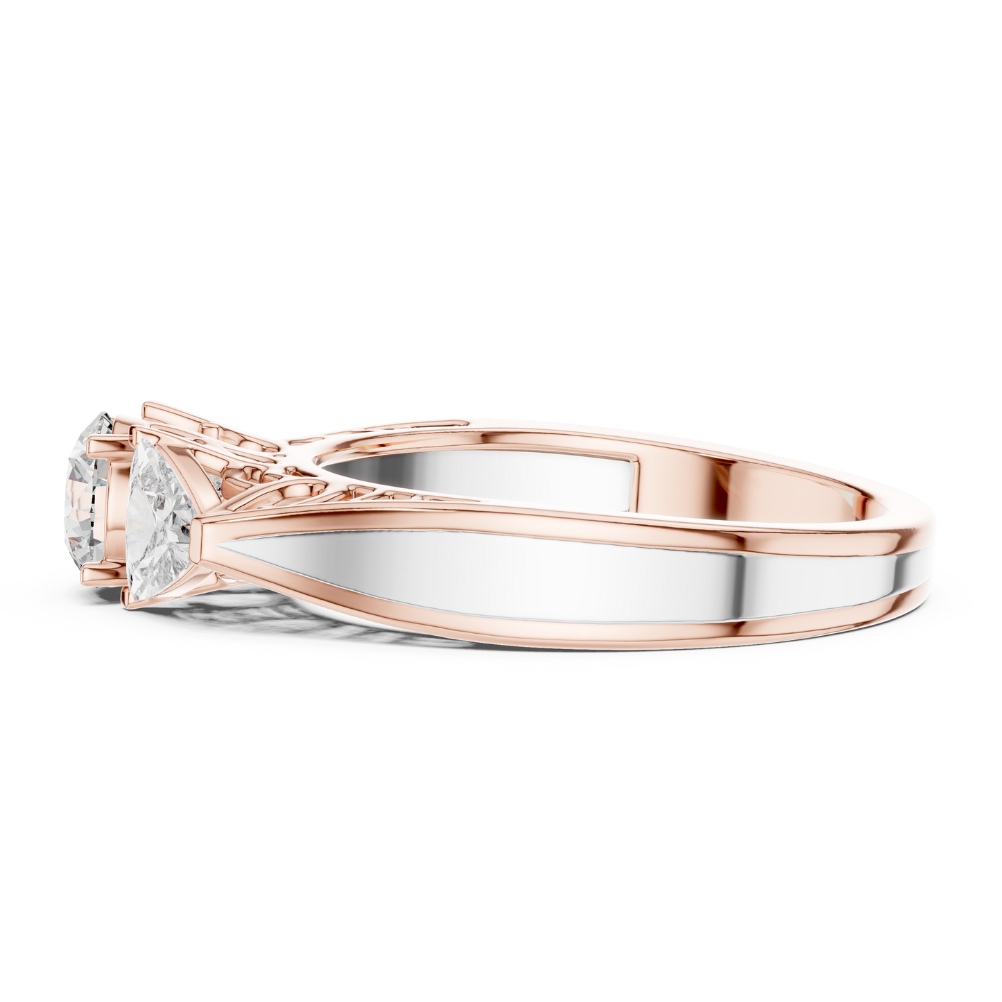 Luxury Round Diamond Three Stone Ring | Elegant Openwork Design