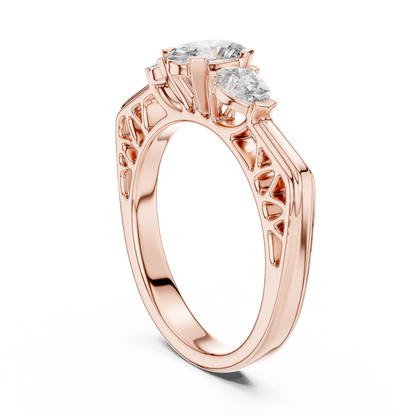 Exclusive Gold Oval-Cut Diamond Three Stone Ring