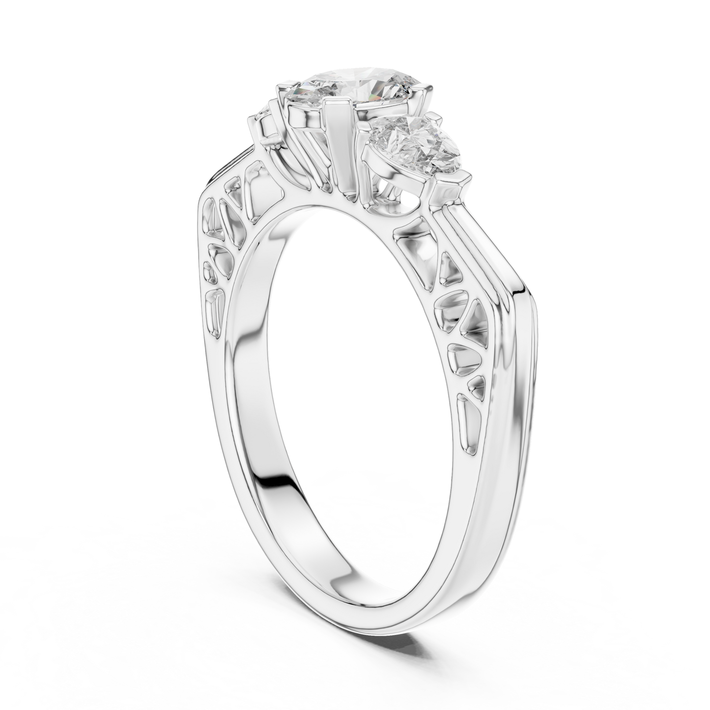 Exclusive Gold Oval-Cut Diamond Three Stone Ring