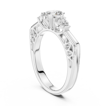 Exclusive Gold Oval-Cut Diamond Three Stone Ring
