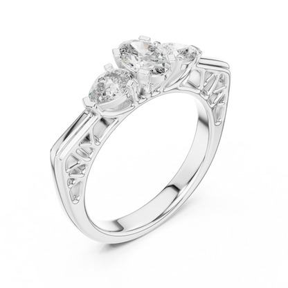 Exclusive Gold Oval-Cut Diamond Three Stone Ring