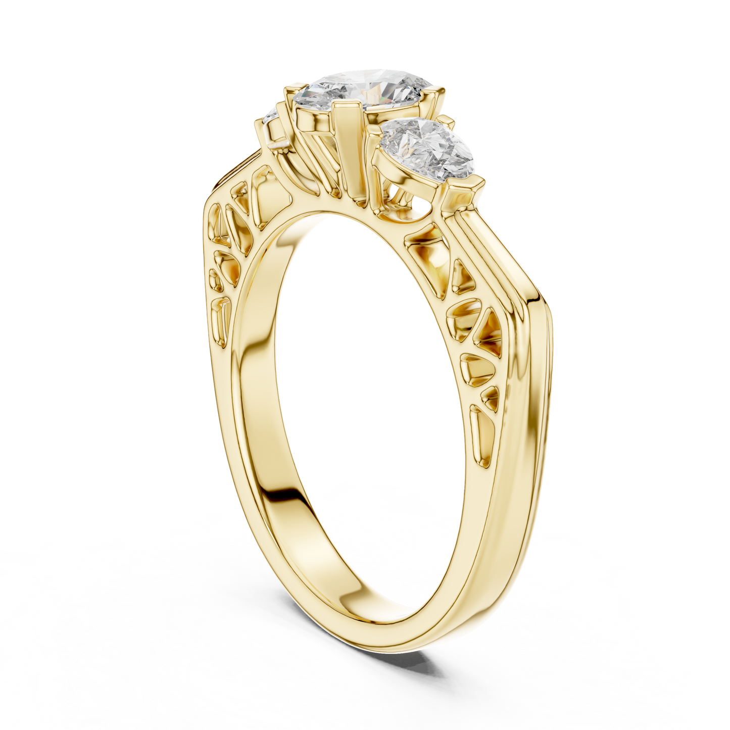 Exclusive Gold Oval-Cut Diamond Three Stone Ring