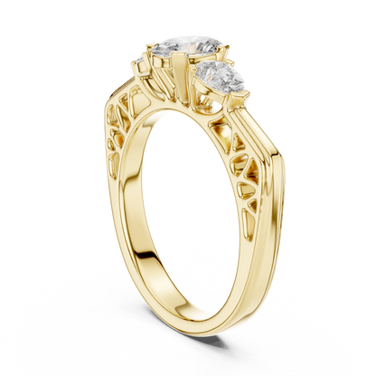 Exclusive Gold Oval-Cut Diamond Three Stone Ring