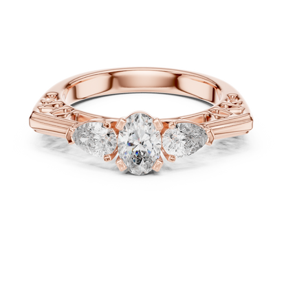 Exclusive Gold Oval-Cut Diamond Three Stone Ring