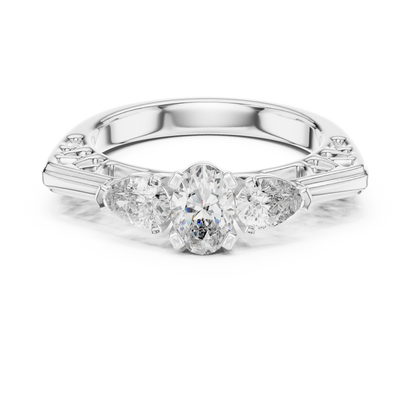 Exclusive Gold Oval-Cut Diamond Three Stone Ring