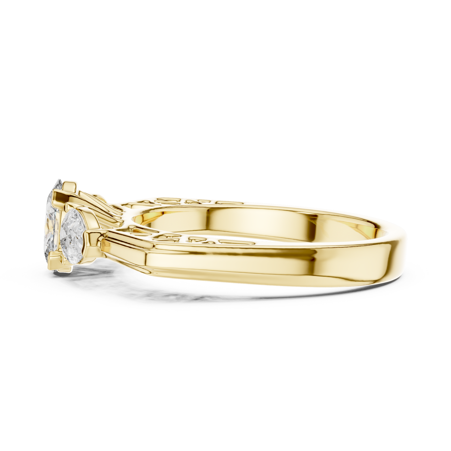 Exclusive Gold Oval-Cut Diamond Three Stone Ring