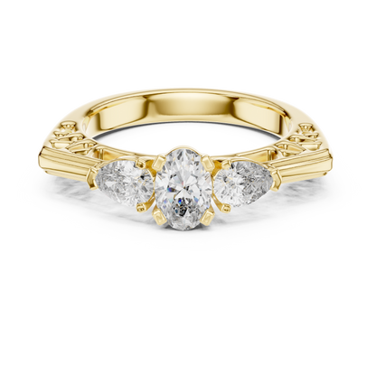 Exclusive Gold Oval-Cut Diamond Three Stone Ring