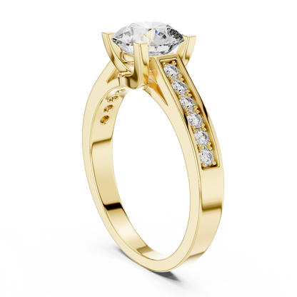 Round Cut Engagement Ring with Channel Set Side Accent Diamonds in Rose Gold